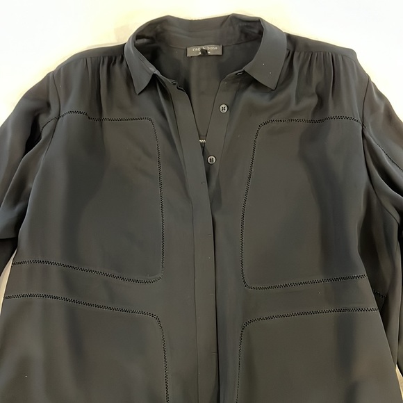 Rag & Bone Silk Tunic Style Top with Open Stitch Detail - Picture 4 of 6